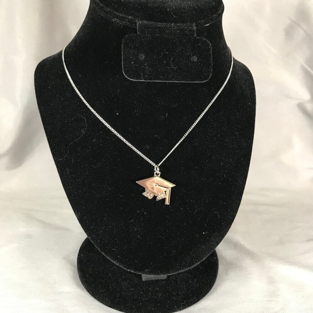 Silver Tone Graduation Cap 2022 Necklace